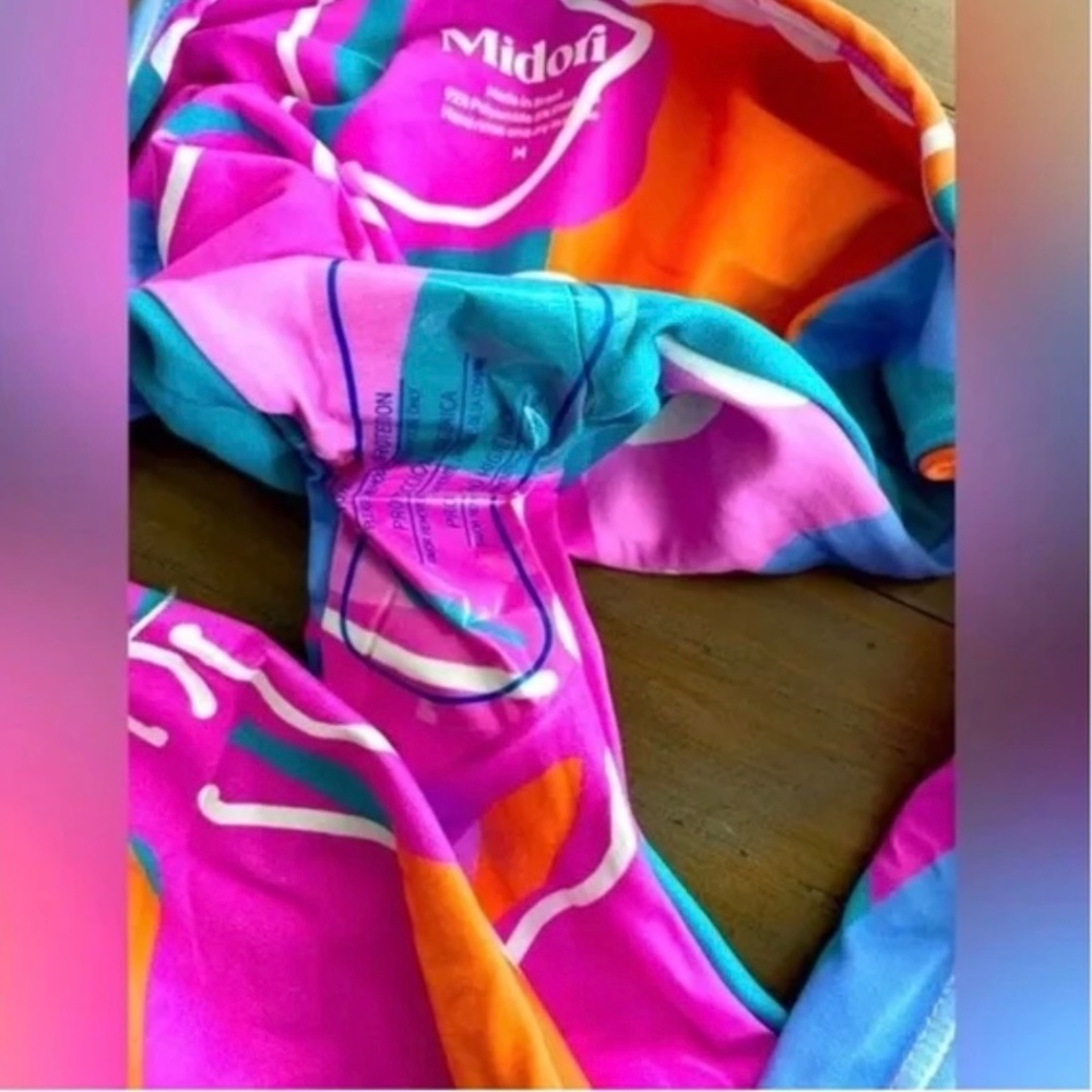 Midori Bikini Set M Strand Print Triangle Top High Cut Bottom NWT Swim - Picture 4 of 5